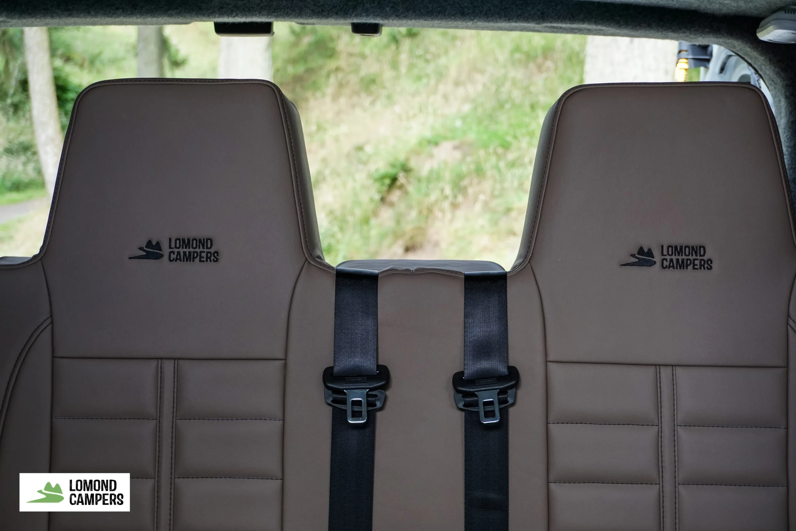 Renault Trafic Campervan Conversion in Scenic Photoshoot Interior rear headrests by Lomond Campers